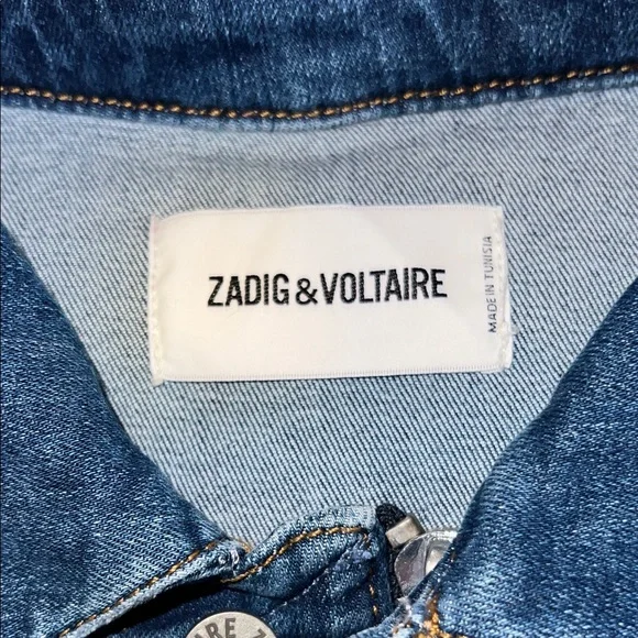 Zadig & Voltaire “Kase Heart” Denim Jacket Medium Blue Size M NWOT - Picture 6 of 14